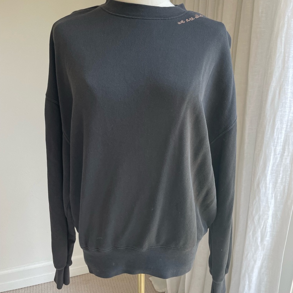 Spiritual Gangster Black Crewneck Sweatshirt Cropped Oversized - XS